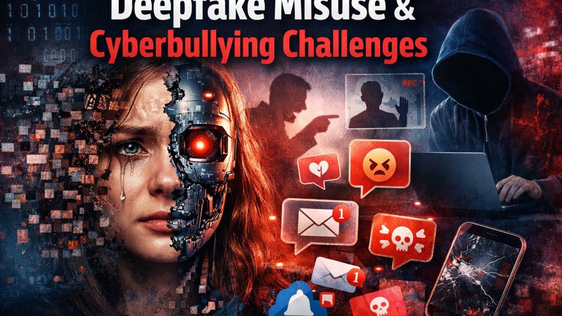 Deepfake misuse and cyberbullying challenges.