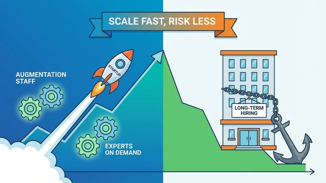 How staff augmentation helps startups scale without long-term hiring risk