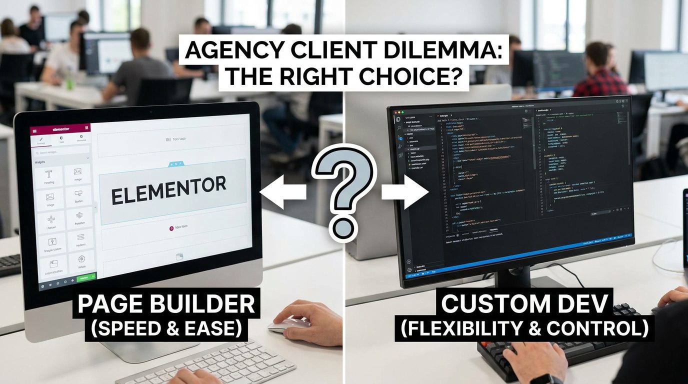 Elementor vs. Custom Development: Key differences in cost, performance, flexibility, and scalability for agency clients