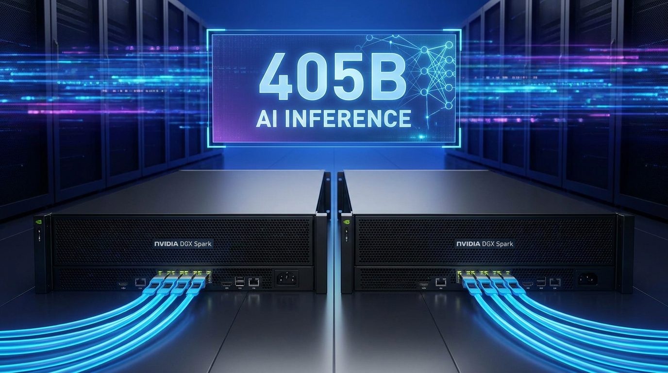 How to link two NVIDIA DGX Spark units via QSFP for 405B model inference